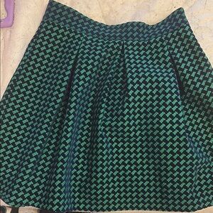 Green Mini A-Line Pleated Skirt for Cocktail Night Out